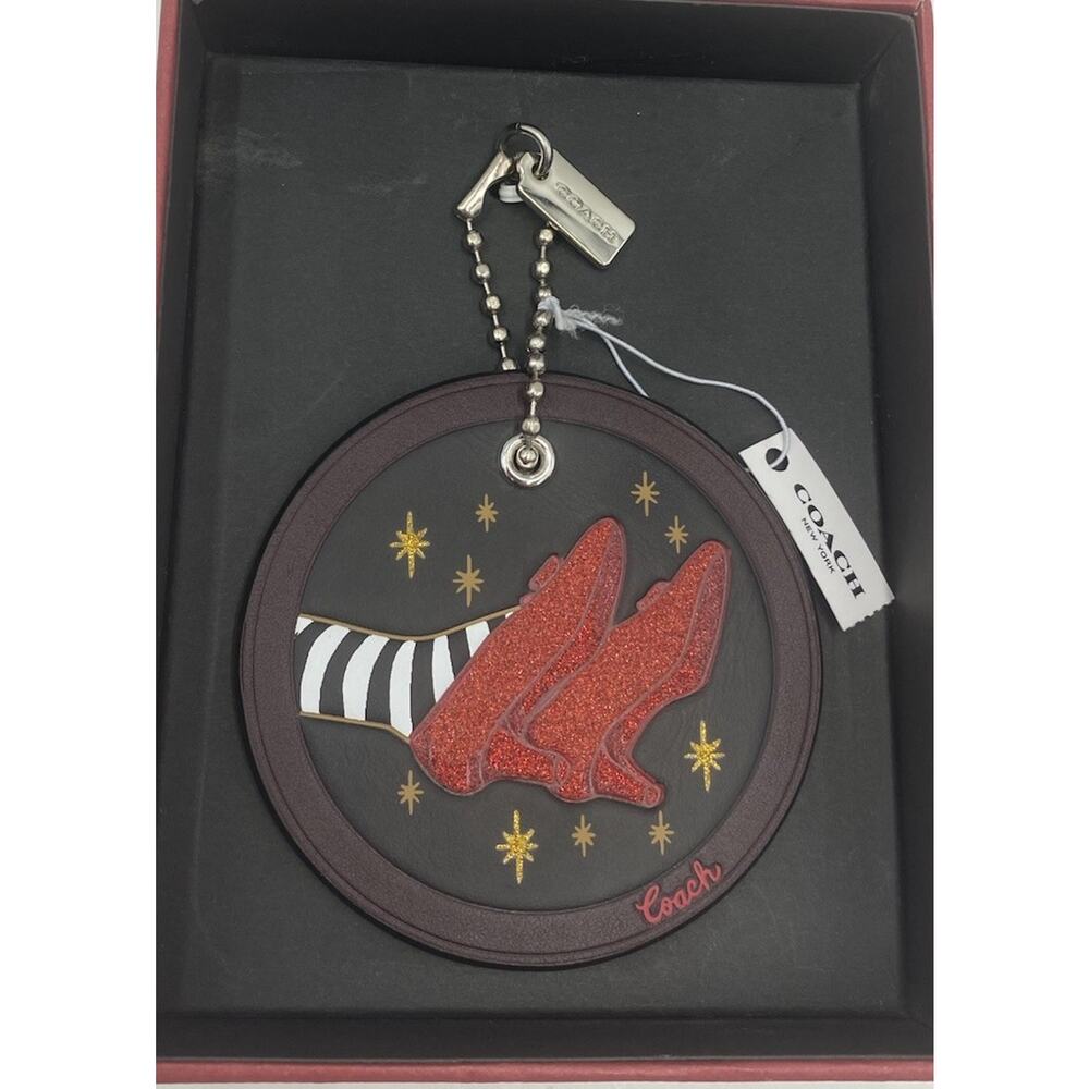 NWT Coach 78027B Wizard Of Oz Boxed Ruby Slippers Hangtag Bag Charm BLACK Silver - Picture 3 of 11